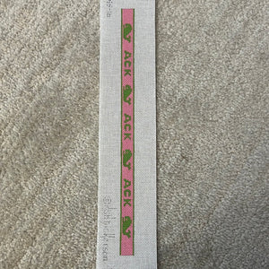 KDTS Apr24 - Sunglass Strap – ACK & Whales – bright green on pink (Nantucket), SKU #SGS-16