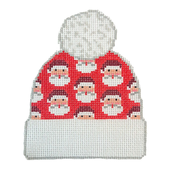 Beanie Jolly Santas Needlepoint Canvas - 18 Mesh, 3.5