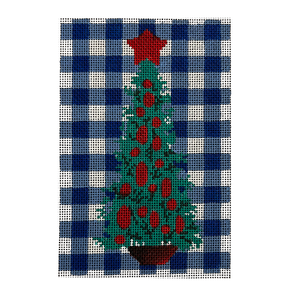 Blue Gingham - Tree Needlepoint Canvas - 18 Mesh