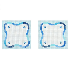 Blue Squiggle Coasters Needlepoint Canvas