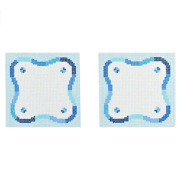 Blue Squiggle Coasters Needlepoint Canvas