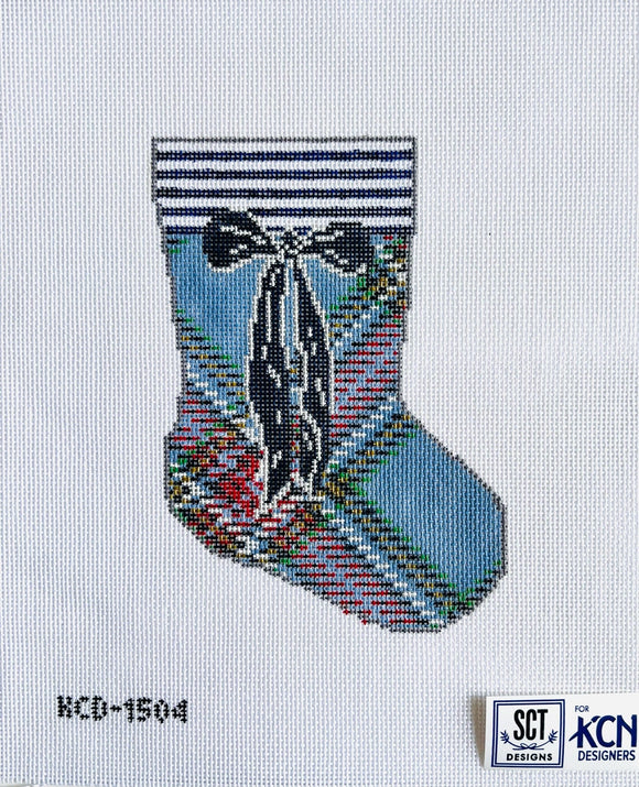 KCDTS Blue Tartan Mini Sock Canvas