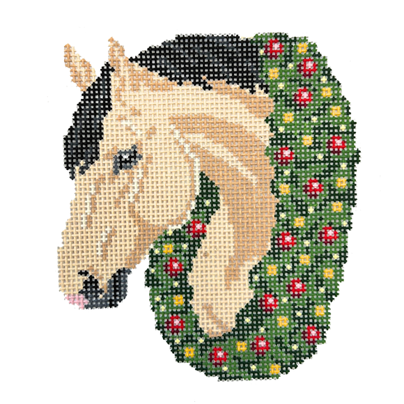 Buckskin Christmas Horse Needlepoint Canvas - 5