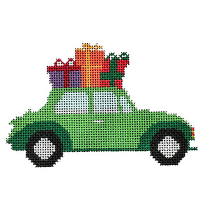 Bug Car - Green Needlepoint Canvas - 18 Mesh, 4.5” x 3”