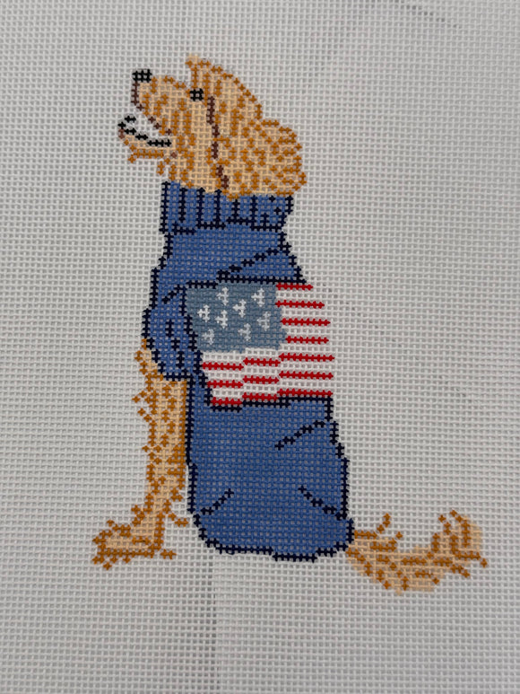 Labradoodle with Sweater Needlepoint Canvas