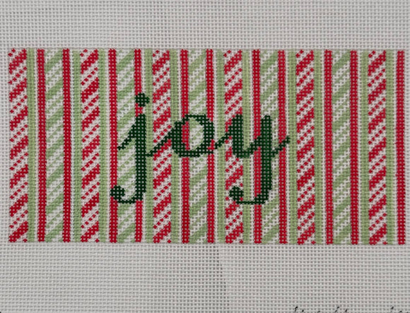 Joy on Red and green candy cane with stripes