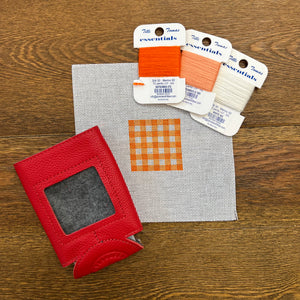 Beginner Kit: Orange Gingham Koozie