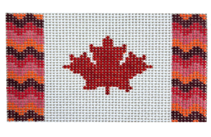 Canadian Bargello Flag - Passport Insert Needlepoint Canvas - 4.5" x 3", 13 Mesh