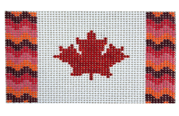 Canadian Bargello Flag - Passport Insert Needlepoint Canvas - 4.5