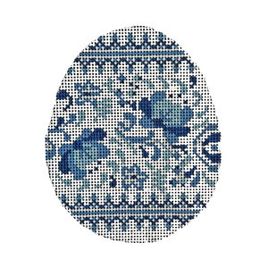 Chinoiserie Egg #1 Needlepoint Canvas - 18 Mesh, 4” x 3.35”