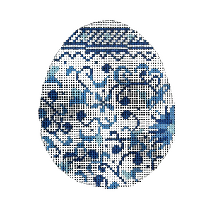 Chinoiserie Egg #2 Needlepoint Canvas - 4” x 3.35”, 18 Mesh