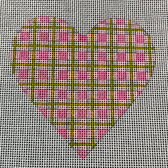 KDTS Apr24 - Mini Heart – Plaid – pinks w/ lime (September) (stitch guide in notebook), SKU #OM-13
