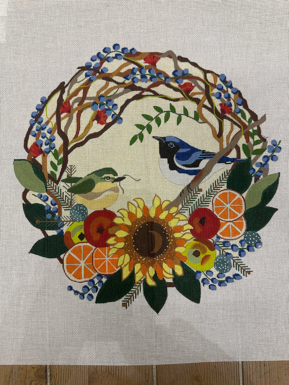 Blue Thrushes in Wreath, Melissa Prince Sunday in the Stacks