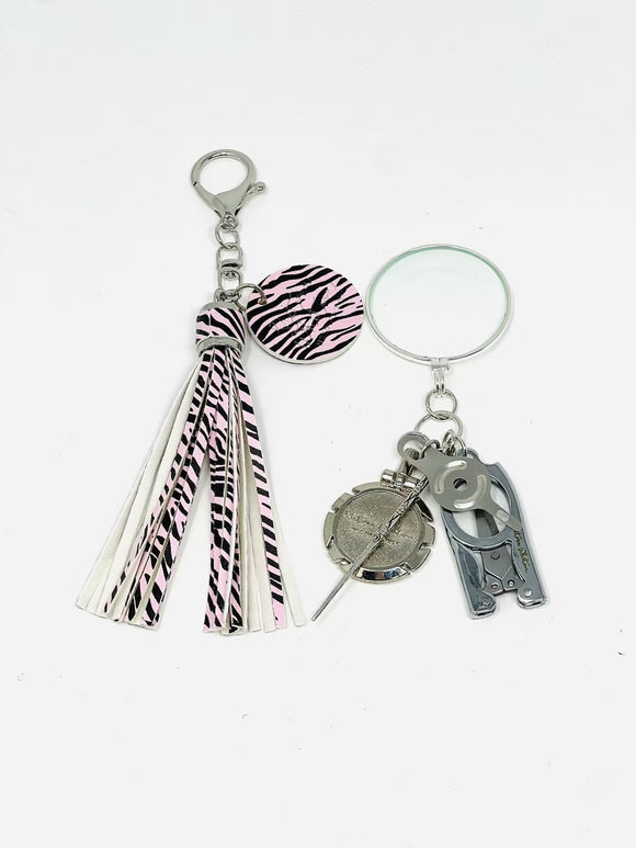 PREORDER: Tassel with Tool Kit - Pink and Black Zebra