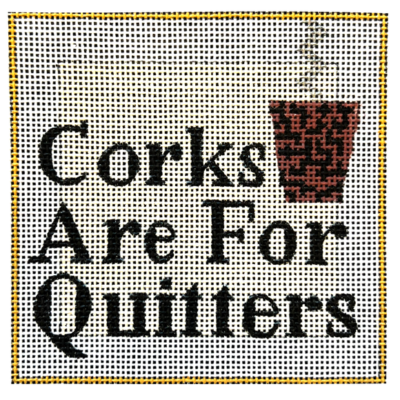 Drink Coaster - Corks Are For Quitters Needlepoint Canvas - 4