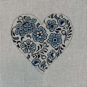 Blue and White Flower Heart - APTS Feb24