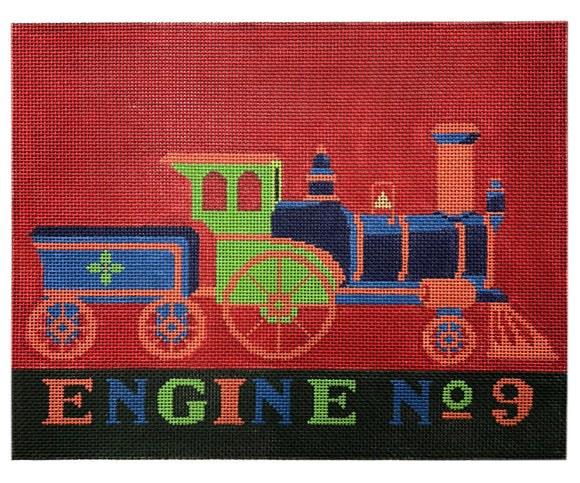 Engine No. 9 – Hand-Painted Needlepoint Canvas by Cooper Oaks