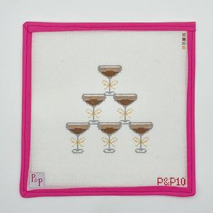 Espresso Martini Tower Needlepoint Canvas - 4.5" x 4.5", 9" x 9" Mesh Size