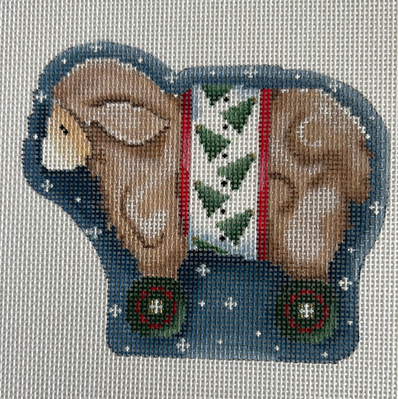 ATct2064 - Taupe Sheep on Wheels OrnamentAssociated Talents Trunk Show May24