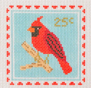 Cardinal Stamp Needlepoint Canvas - 2025 Trunk Show Exclusive