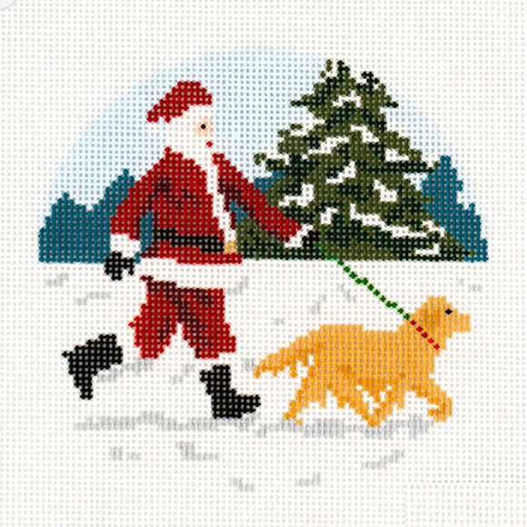 Sporty Santa - Dog Walking Santa (Yellow Lab)
