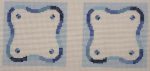 Blue Squiggle Coasters Needlepoint Canvas - 4" x 4", 13 Mesh