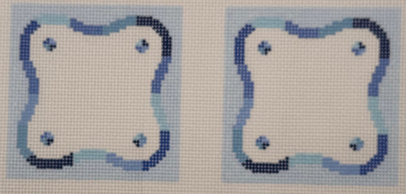 Blue Squiggle Coasters Needlepoint Canvas - 4