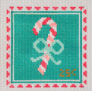 Candy Cane Stamp Needlepoint Canvas - 2025 Trunk Show Exclusive