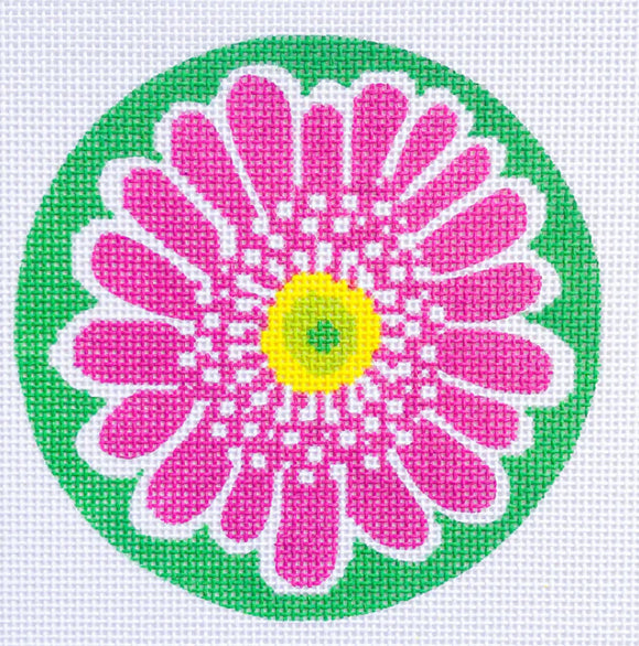 Daisy Ornament - Pink Needlepoint Canvas - 2025 Trunk Show