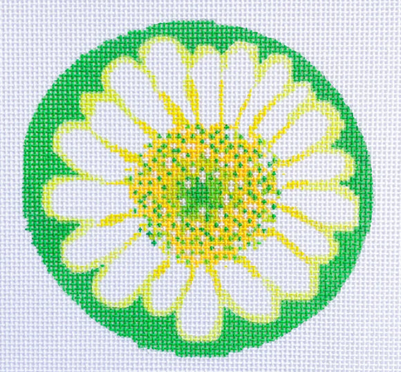 Daisy Ornament - White Needlepoint Canvas - 2025 Trunk Show