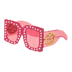 Glam Goggles - Pink Needlepoint Canvas - 5.25" x 3", 18 Mesh