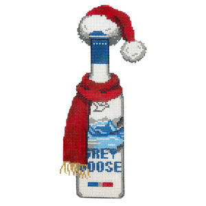 Goose Bottle - Santa Hat & Scarf - 7" x 2", 18 Mesh