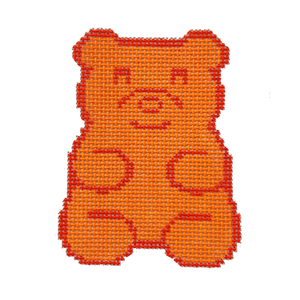 Gummy Bear - Orange Needlepoint Canvas  - 4.5" x 3.5", 13 Mesh