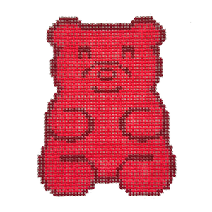 Gummy Bear - Raspberry Needlepoint Canvas  - 4.5" x 3.5", 13 Mesh