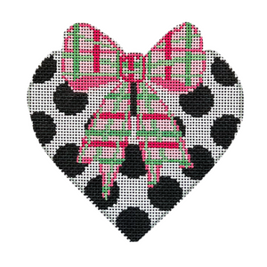 Heart & Bow - Pink Needlepoint Canvas - 4.25" x 4.75", 18 Mesh