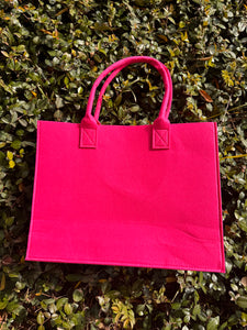 Felt Tote Project Bag - Hot pink