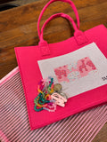 Felt Tote Project Bag - Hot pink