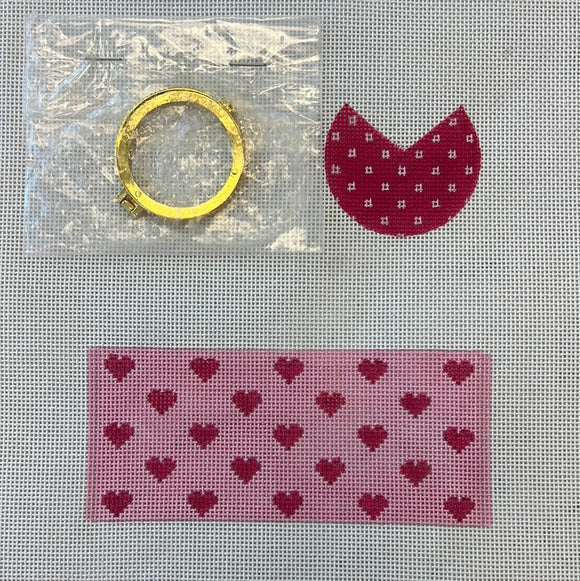 KDTS Apr24 - Limoges Box – Petite Round Hearts & Small Dots – bubblegum pink & raspberry (gold clasp)      , SKU #BXPR-01