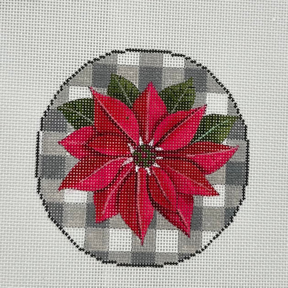 Poinsettia on Gingham Grey