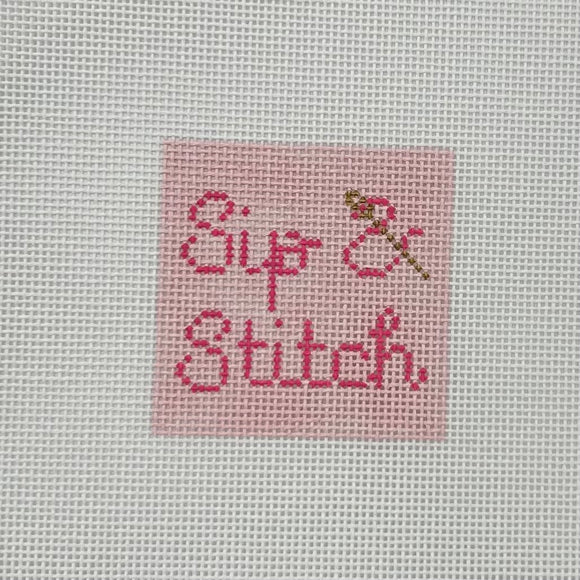Sip & Stitch on Pink -  Koozie insert