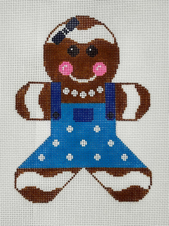 Small Gingerbread Girl in Blue Stripes
