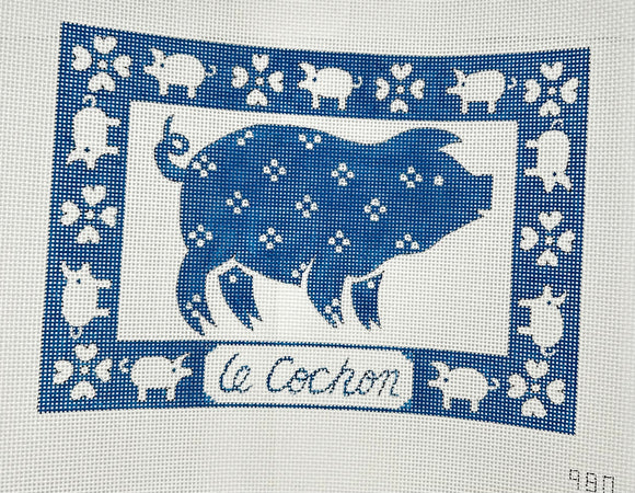 Le Cochon (Pig) Needlepoint Canvas - 10