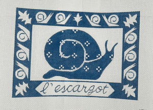 L'Escargot (Snail) Needlepoint Canvas - 10" x 7", 13 Mesh