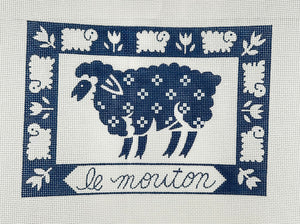 Le Mouton (Sheep) Needlepoint Canvas - 10" x 7", 13 Mesh