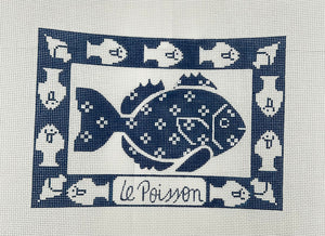 Le Poisson (Fish) Needlepoint Canvas - 10" x 7", 13 Mesh