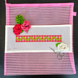 Intermediate Kit + Class: Pink Gingham with Green Key Fob