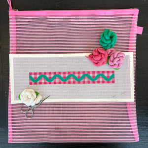 Intermediate Kit + Class: Pink Gingham with Teal Key Fob
