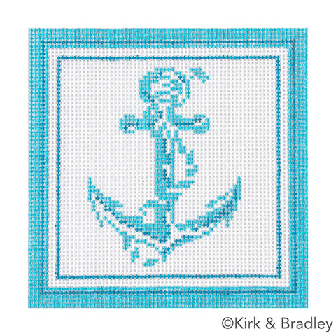 KB 1657 - Nautical Coaster - Anchor in Aqua - KBTS Sep23