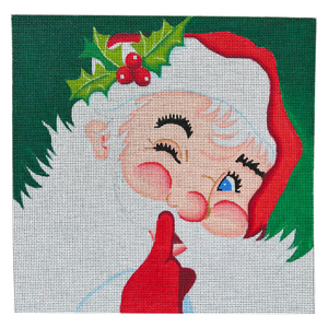 Large Santa Winking Needlepoint Canvas - 12” x 12”, 13 Mesh