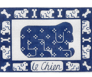 Le Chien (Dog) Needlepoint Canvas - 10" x 7", 18 Mesh